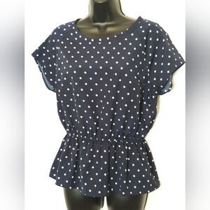 Valerie Bertinelli navy polka dot blouse